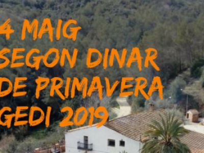 Dissabte 4 maig: inscriu-te al dinar de primavera de Gedi