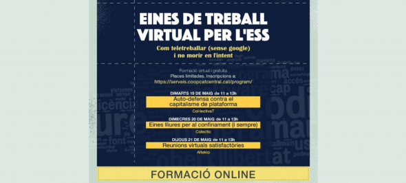 Com teletreballar sense Google (i no morir en l'intent): L'Ateneu Cooperatiu de la Catalunya Central oferirà eines de treball virtual per a l'Economia Social i Solidària Com teletreballar sense Google (i no morir en l'intent): L'Ateneu Cooperatiu de la Catalunya Central oferirà eines de treball virtual per a l'Economia Social i Solidària